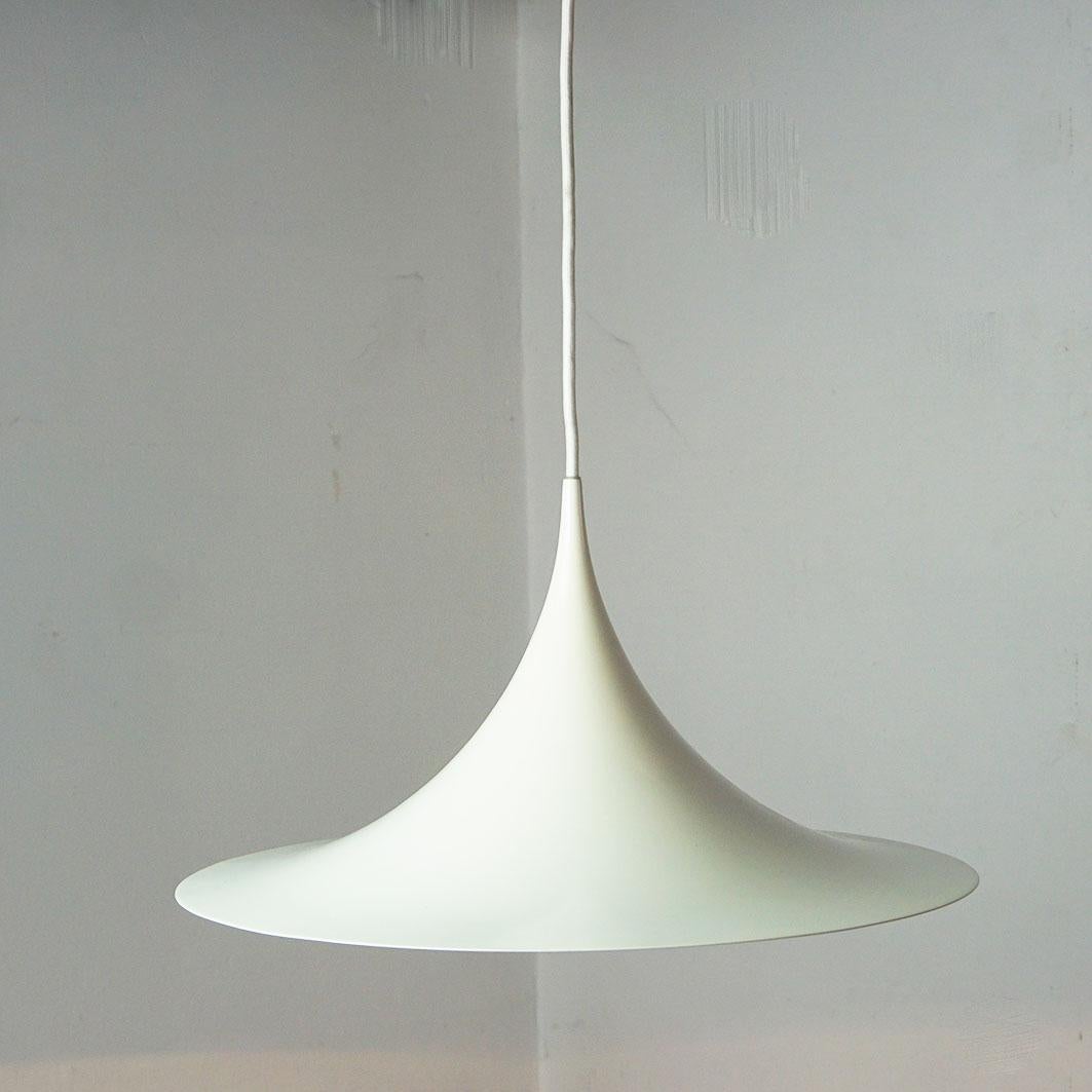 Lacquered Scandinavian White Semi Pendant Lamp by Bonderup and Thorup for Fog and Mørup