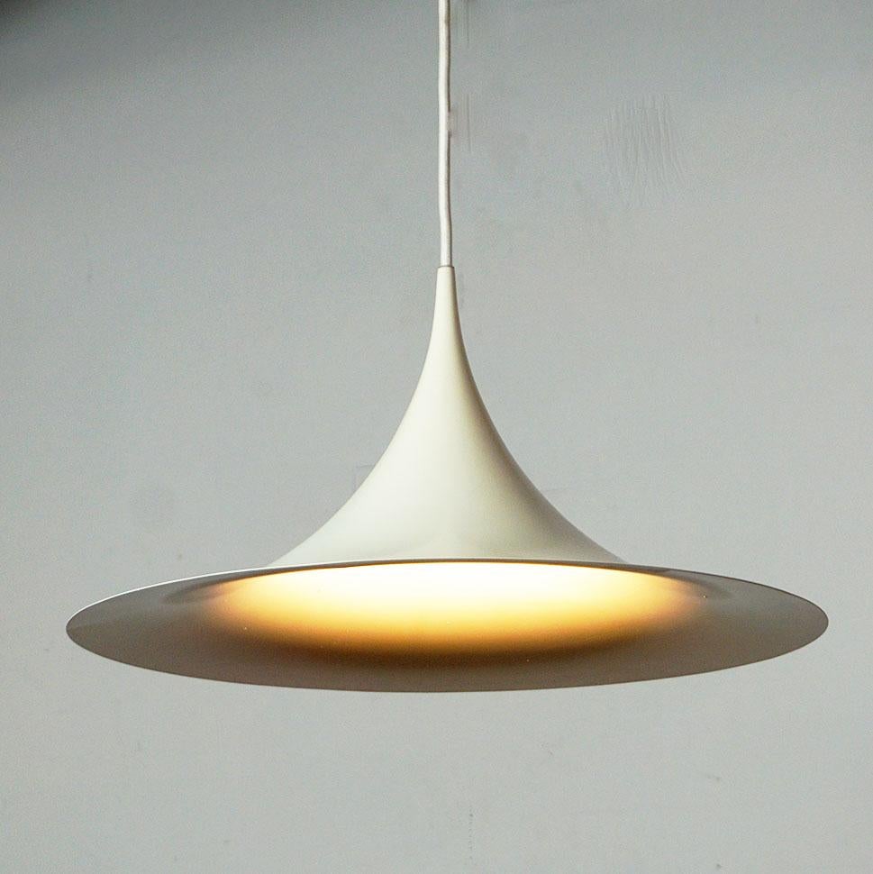 Scandinavian White Semi Pendant Lamp by Bonderup and Thorup for Fog and Mørup In Good Condition In Vienna, AT