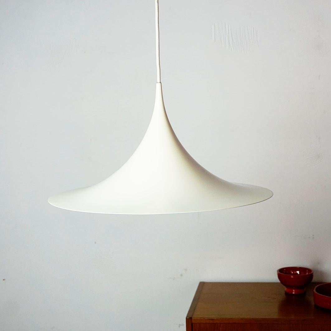 Mid-20th Century Scandinavian White Semi Pendant Lamp by Bonderup and Thorup for Fog and Mørup