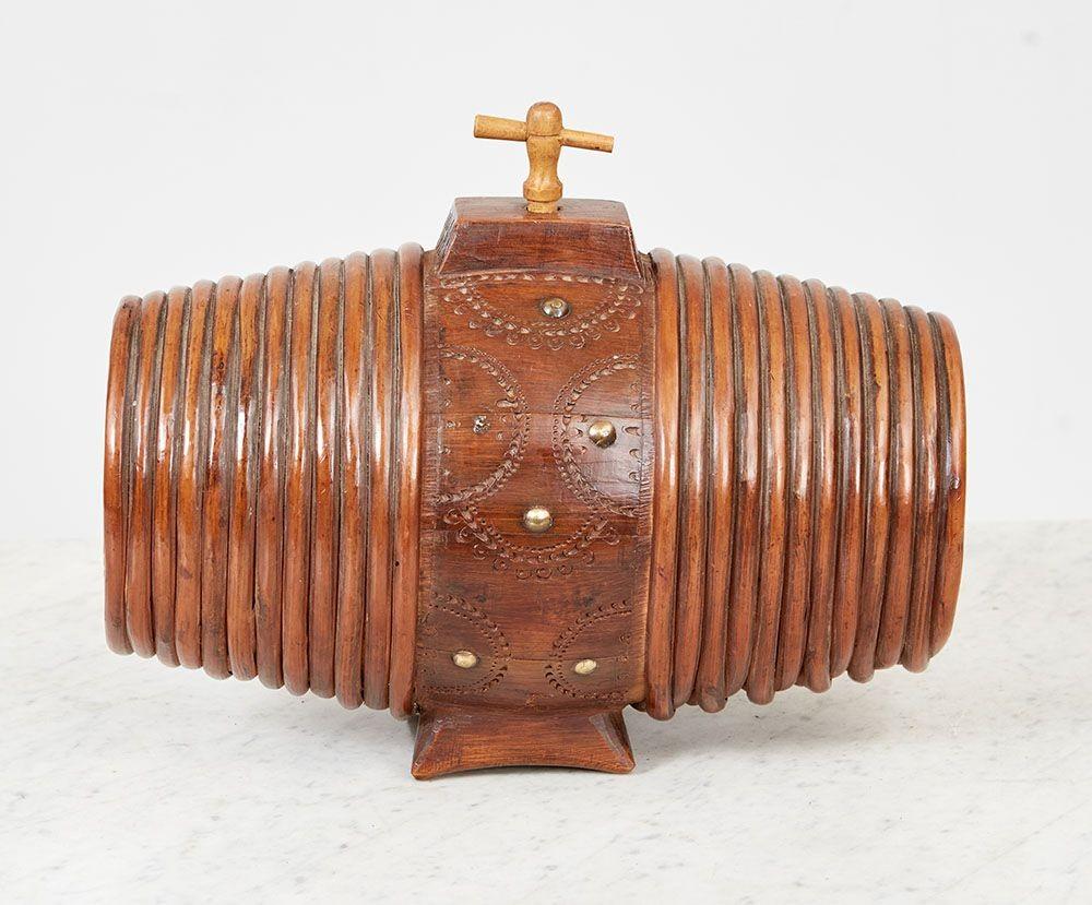 Late 19th Century Scandinavian Willow Banded Barrel Flask For Sale