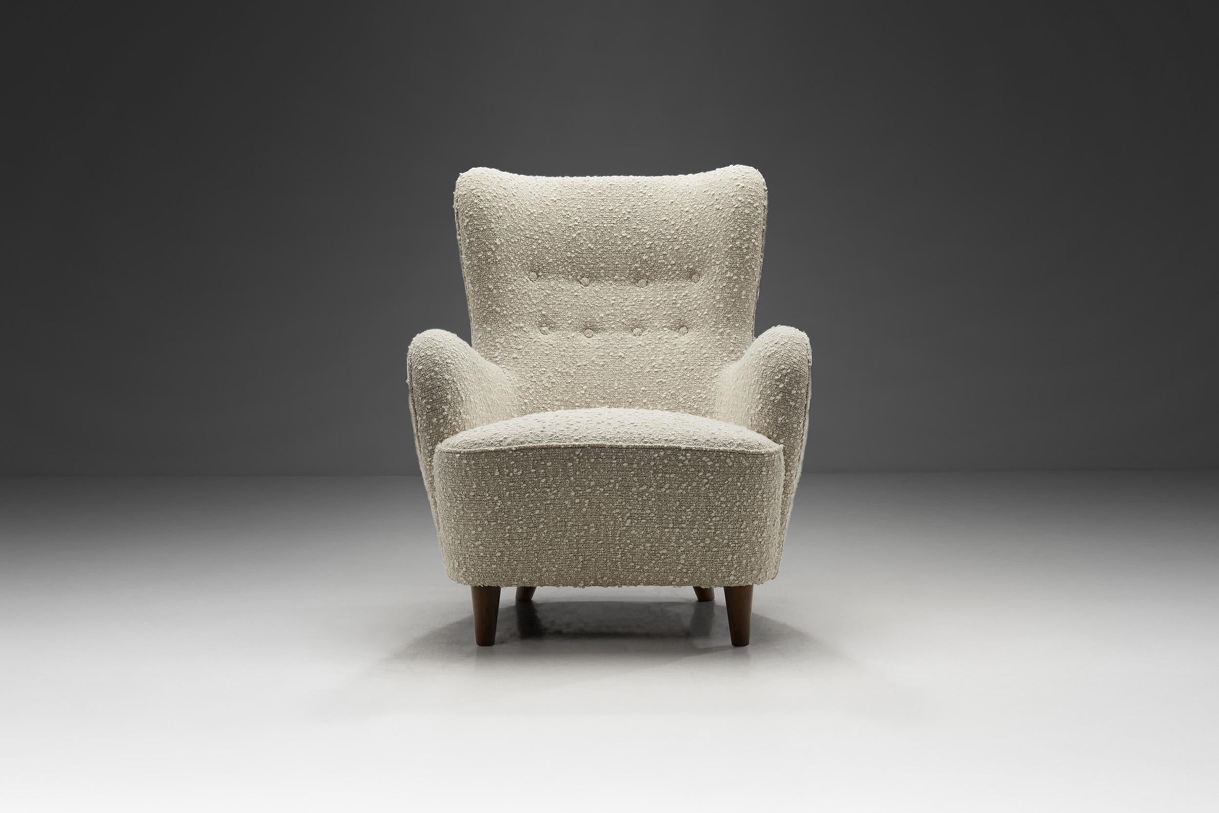 boucle wingback chair