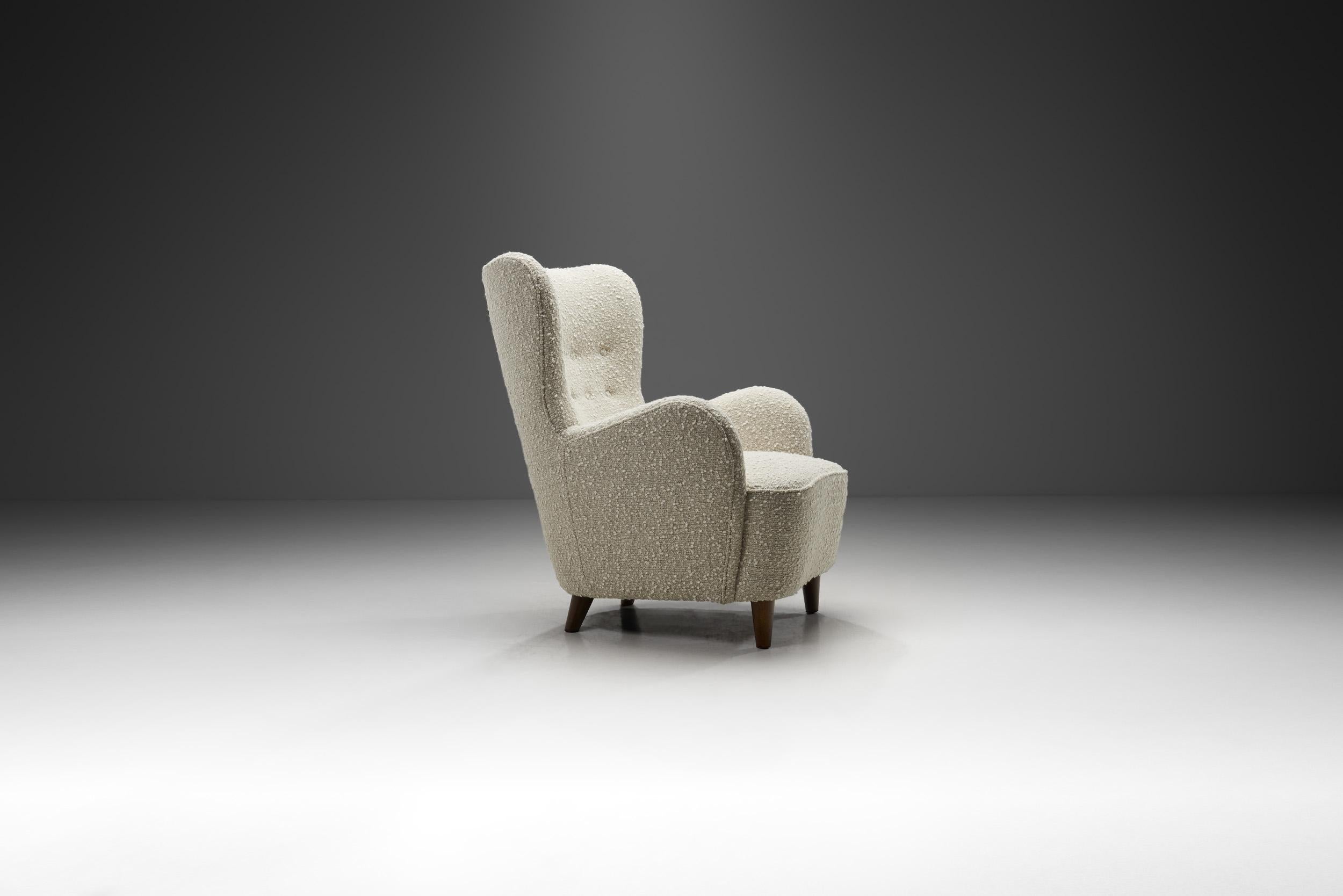 wingback boucle chair