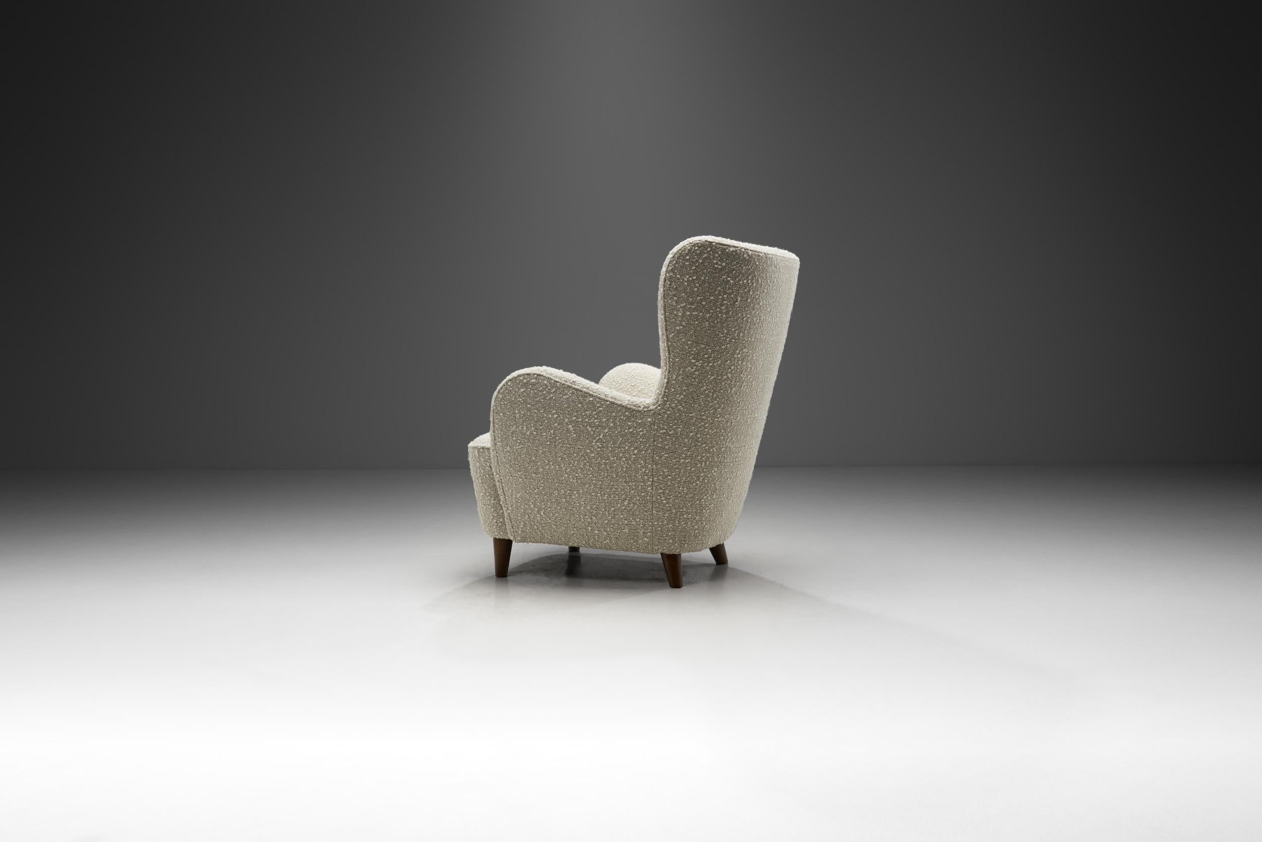 boucle wing chair