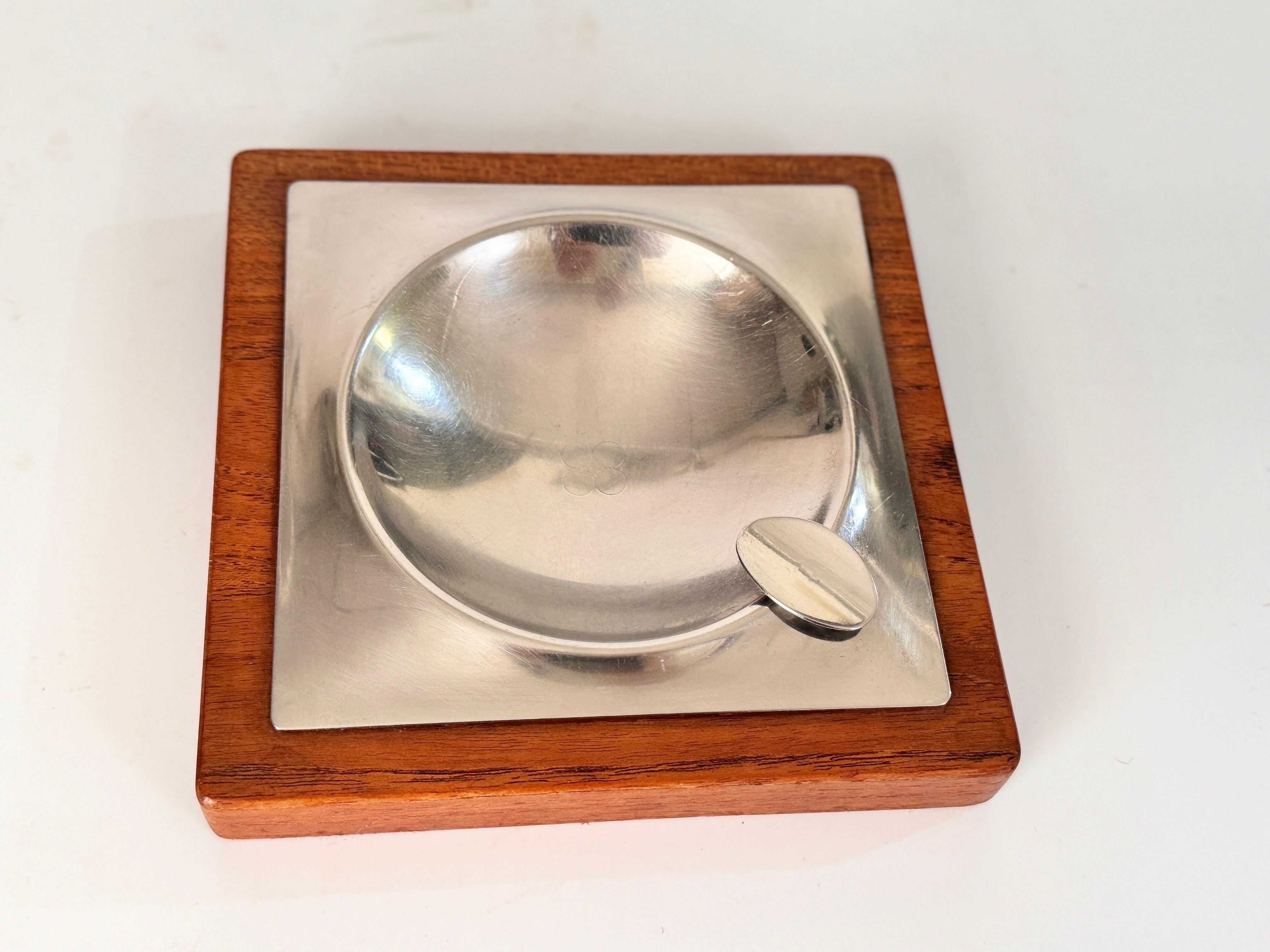 Mid-20th Century Scandinavian Wood and Metal Ashtray For Sale