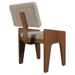 Retro Scandinavian Wooden Armchair Reupholstered in Sheepskin Upholstery Fabric, 1960s