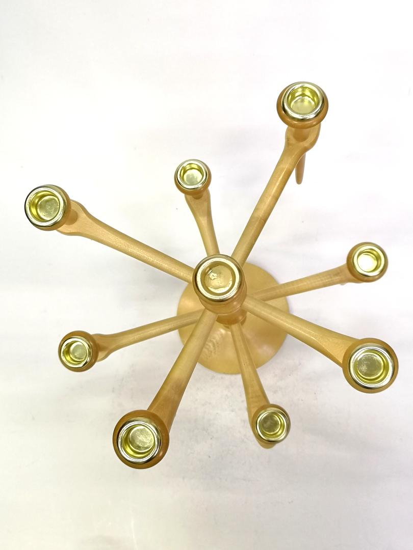 Scandinavian Wooden Candelabra with 9 Arms, 1970s In Good Condition For Sale In Budapest, HU