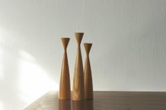Portacandele scandinavi in legno, set da 3