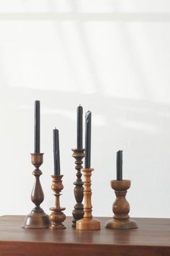 Scandinavian Wooden Candleholders, Set of 5