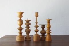 Portacandele scandinavi in legno, set da 5
