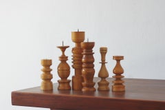 Skandinavische Holzkerzenhalter aus Holz, 6er-Set