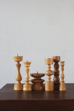 Chandeliers scandinaves en bois, lot de 6