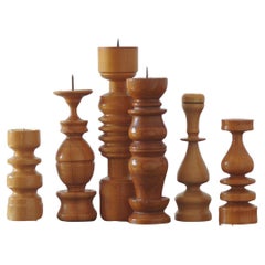 Chandeliers scandinaves en bois, lot de 6