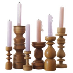 Scandinavian Wooden Candleholders, Set of 6