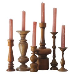 Scandinavian Wooden Candleholders, Set of 6