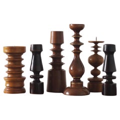 Portacandele scandinavi in legno, set da 6