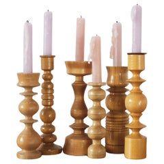 Scandinavian Wooden Candleholders, Set of 6