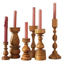 Scandinavian Wooden Candleholders, Set of 6