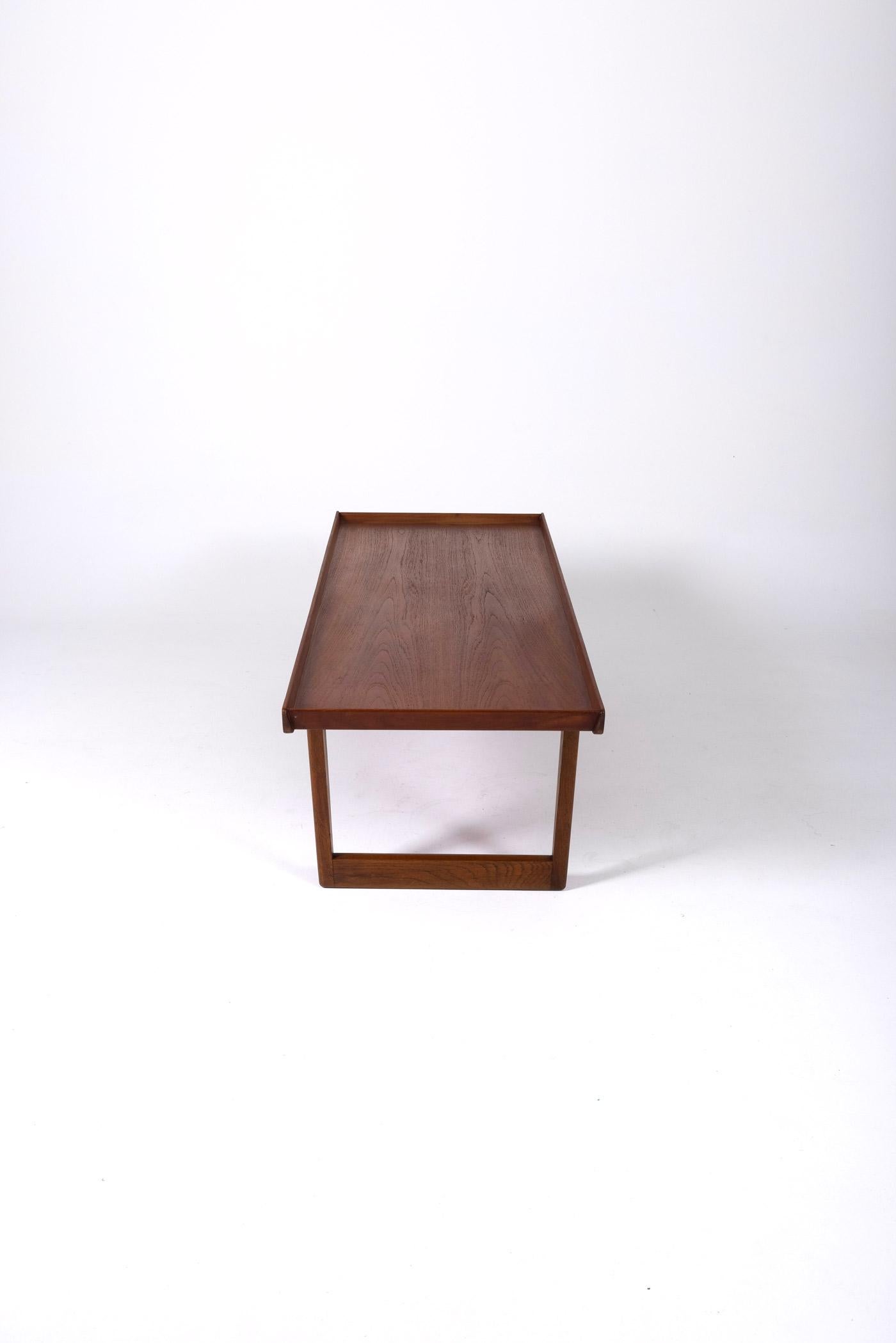 Teak Scandinavian wooden coffee table For Sale
