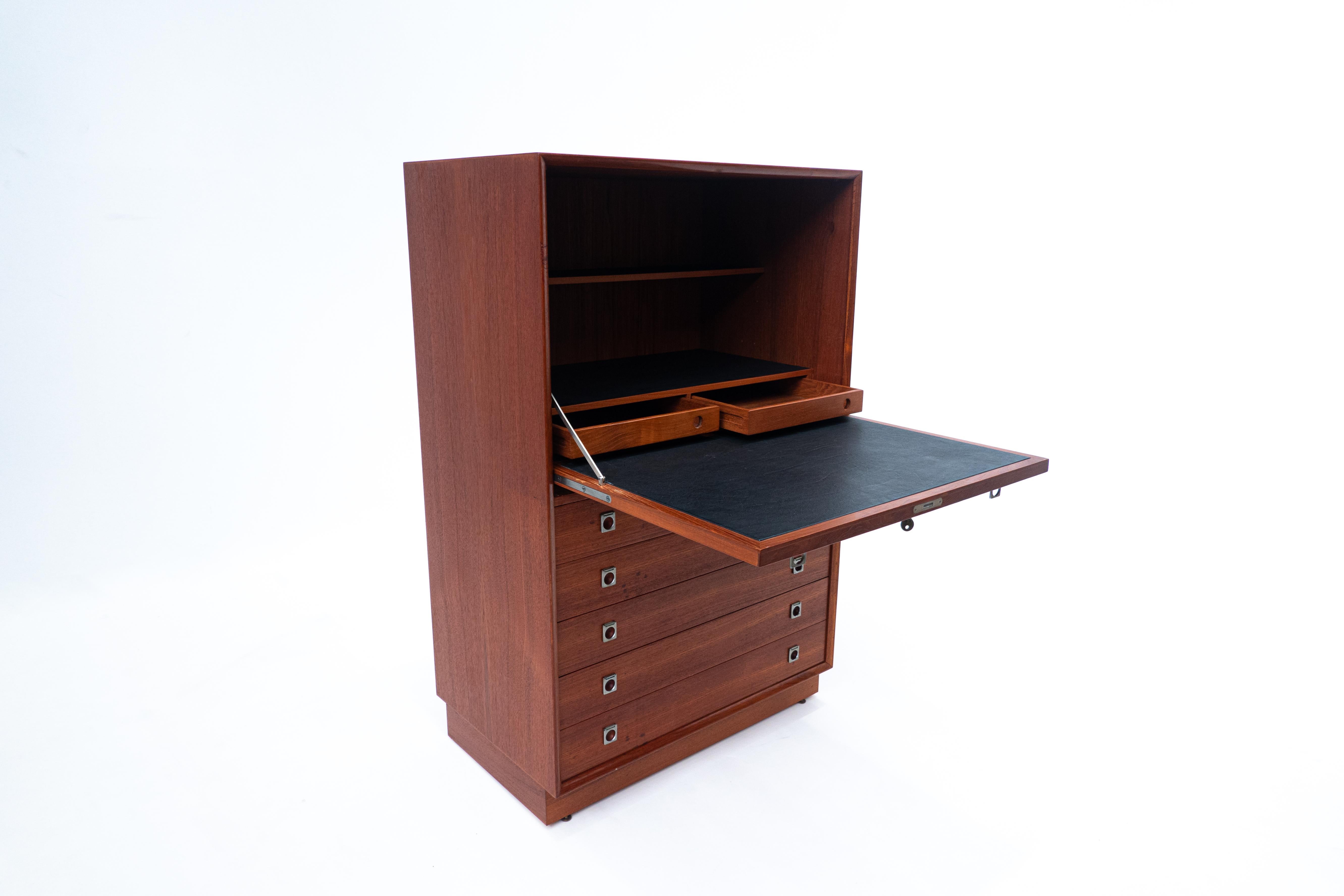 Scandinavian Wooden Secretary by Arne Vodder, 1960s In Good Condition For Sale In Brussels, BE