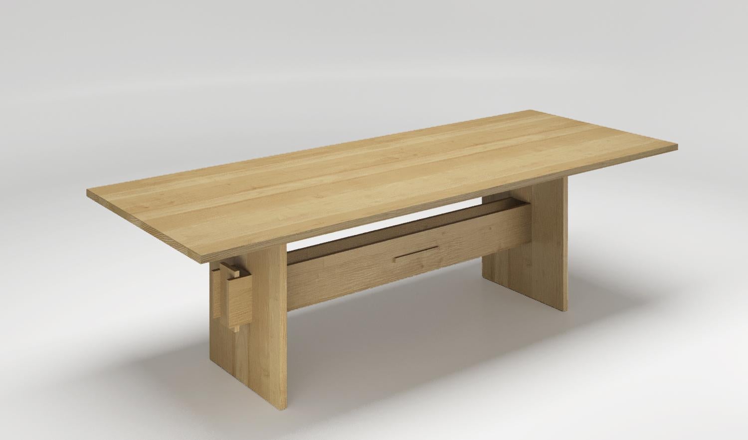 EPPE UTZON TABLE #2
Design by Jeppe Utzon, 2023

Sizes: 200, 240, 270, 300, 340 cm 
Finishes available : oak, smoked oak, walnut

Dimensions : H. 74 cm x W. 200 cm D. 100

--------
When the Danish architect and designer Jeppe Utzon drew the first