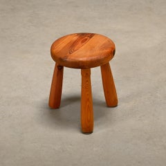 Scandinavian wooden tripod Stool solid pine in the style of Ingvar Hildingsson
