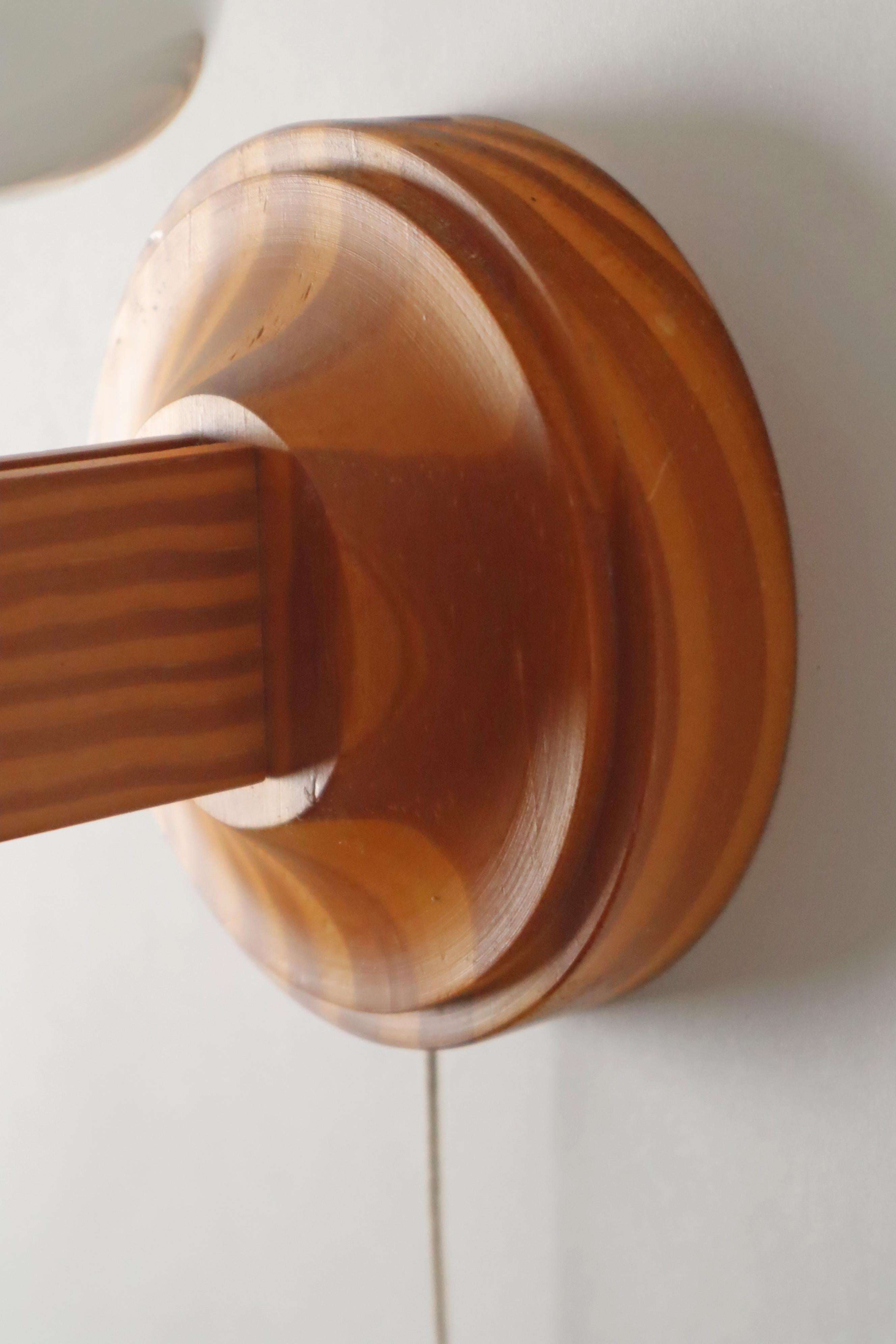 Late 20th Century Scandinavian Wooden Wall Lamp with a Lampshade in the shape of an Onion, Sweden For Sale