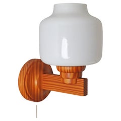 Vintage Scandinavian Wooden Wall Lamp with a Lampshade in the shape of an Onion, Sweden