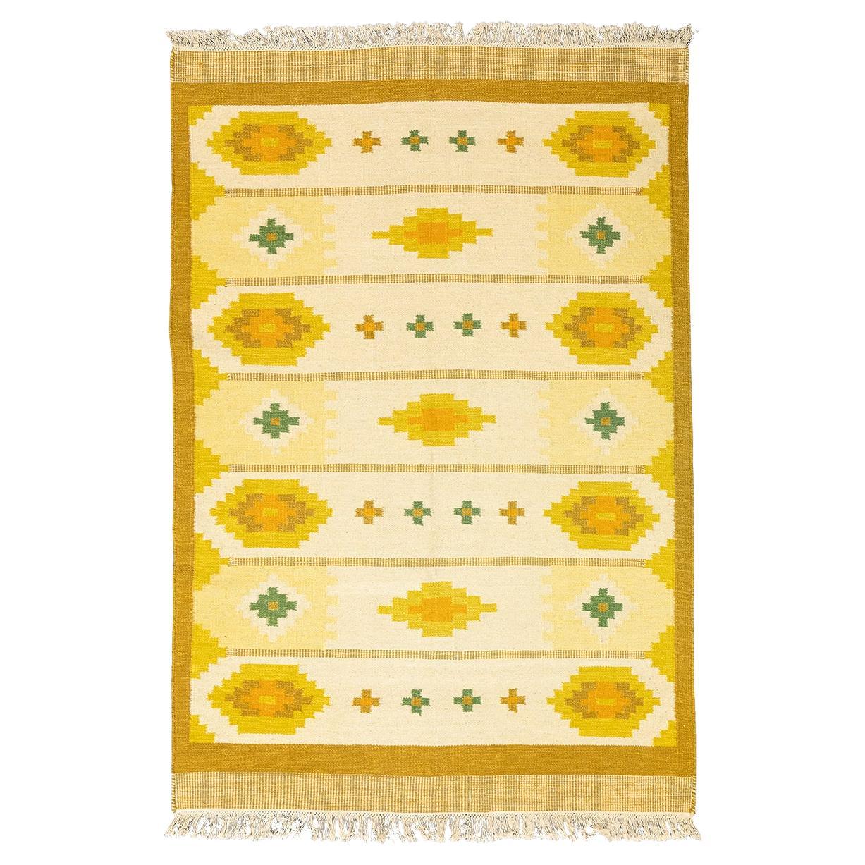 Scandinavian Wool Rug Cross Motif Design For Sale