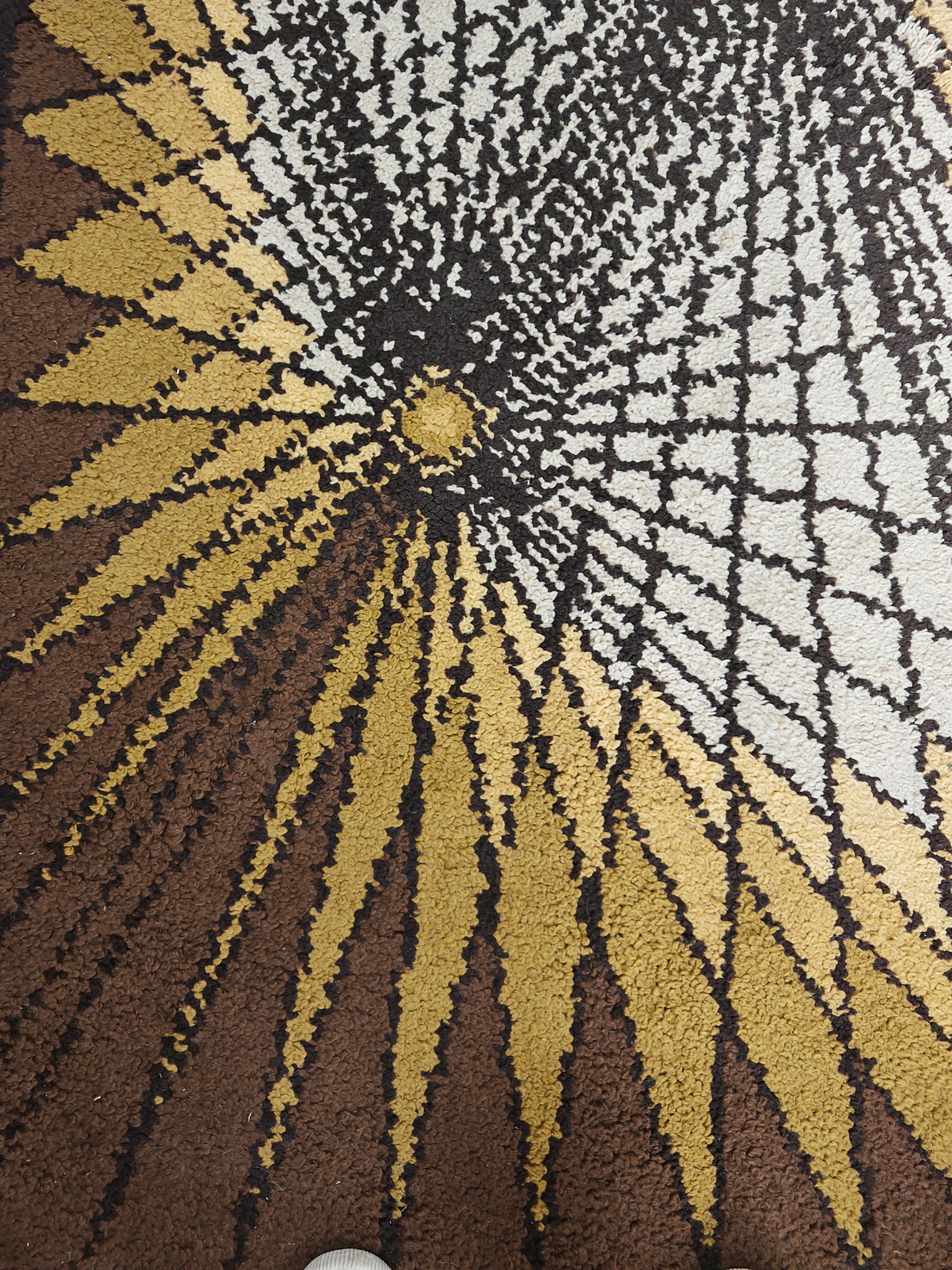 Lana Tappeto scandinavo in lana Rya con motivo geometrico, Svezia, anni '70 in vendita