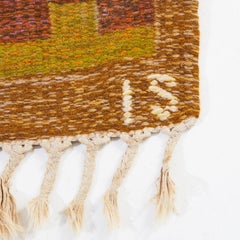 Scandinavian Yellow and ochre flat weave rug signed IS by Ingegerd Silow