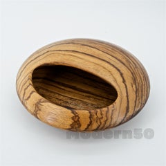 Scandinavian Zebra Wood Sculpture Centerpiece Orb Dish Bowl Space Age Mattsson