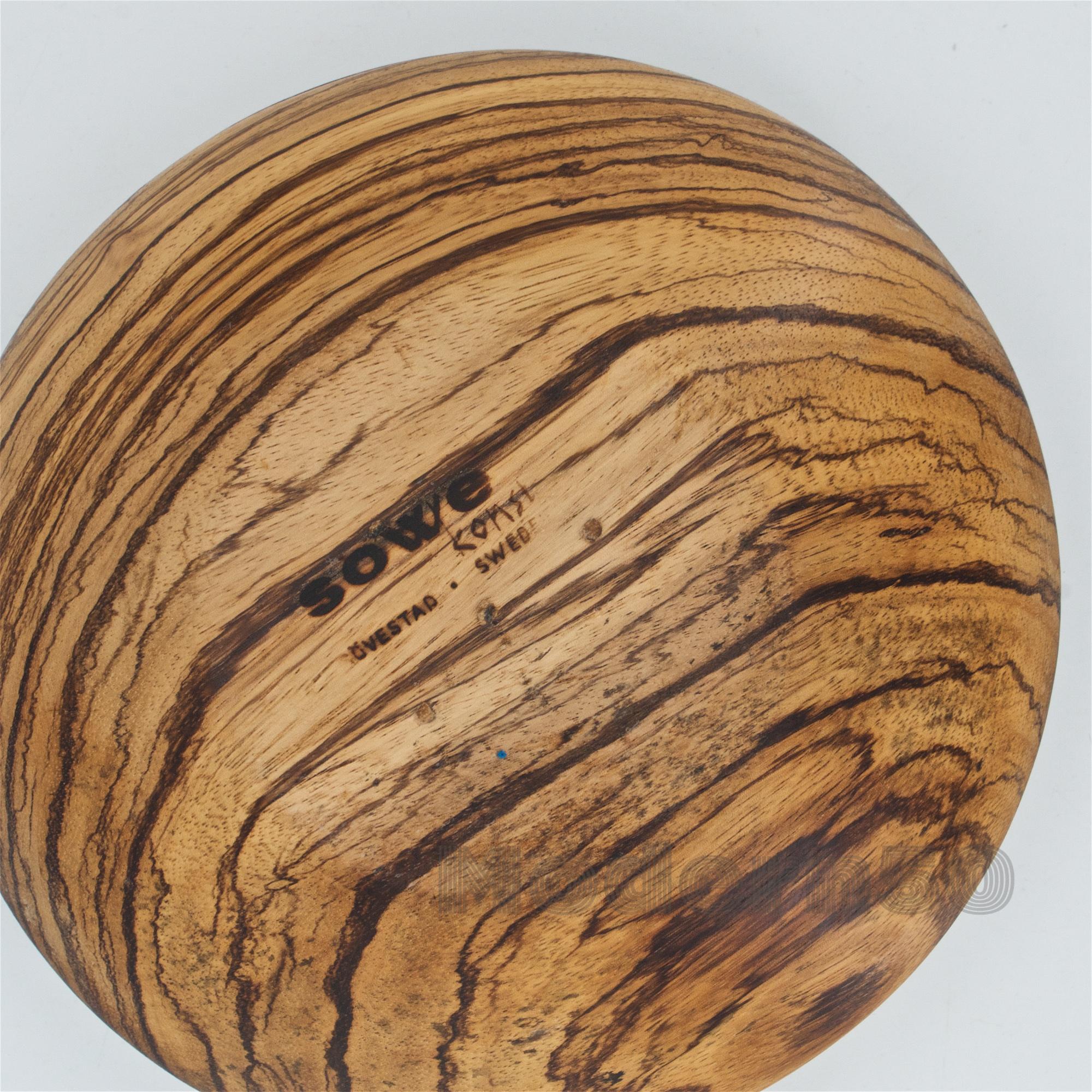 Mid-20th Century Scandinavian Zebra Wood Sculpture Centerpiece Orb Dish Bowl Space Age Mattsson For Sale
