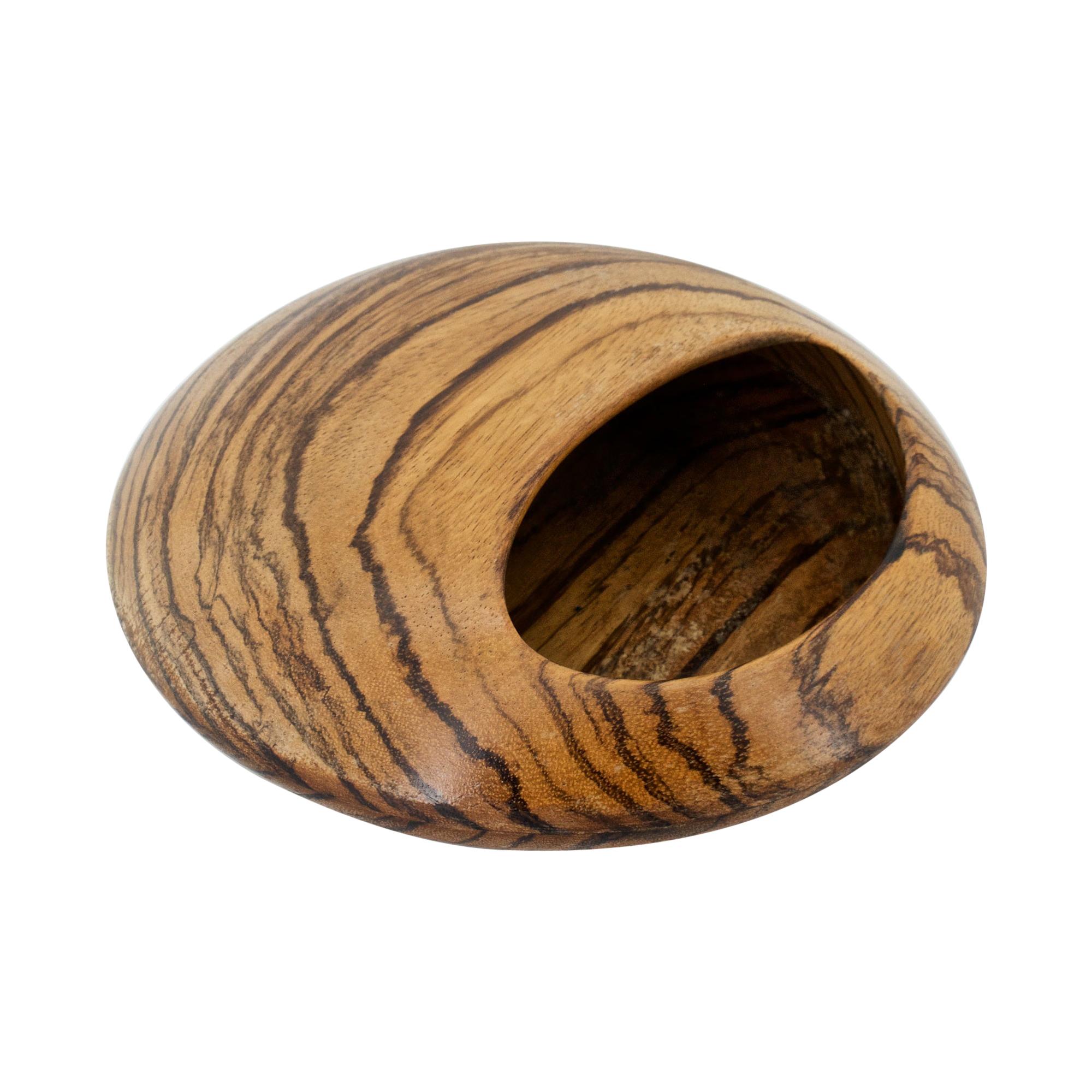 Wooden Mid Century sculpted orb lidded dish