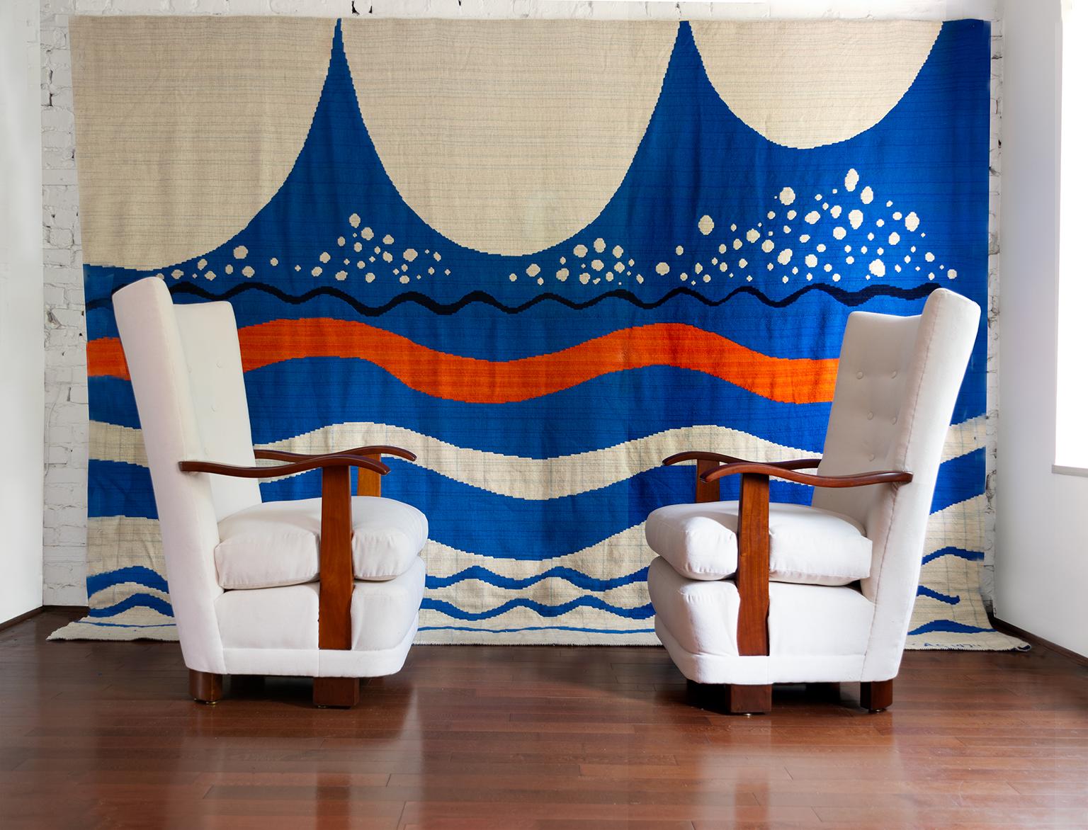 Skandinavisch.Art-déco-Loungesessel mit Mahagoni-Rahmen im Angebot 5