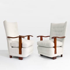 Scandinavian.Art Deco Lounge Chairs with Mahogany frames