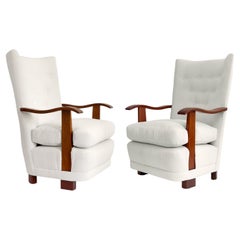 Chaises longues scandinaves Art déco avec châssis en acajou