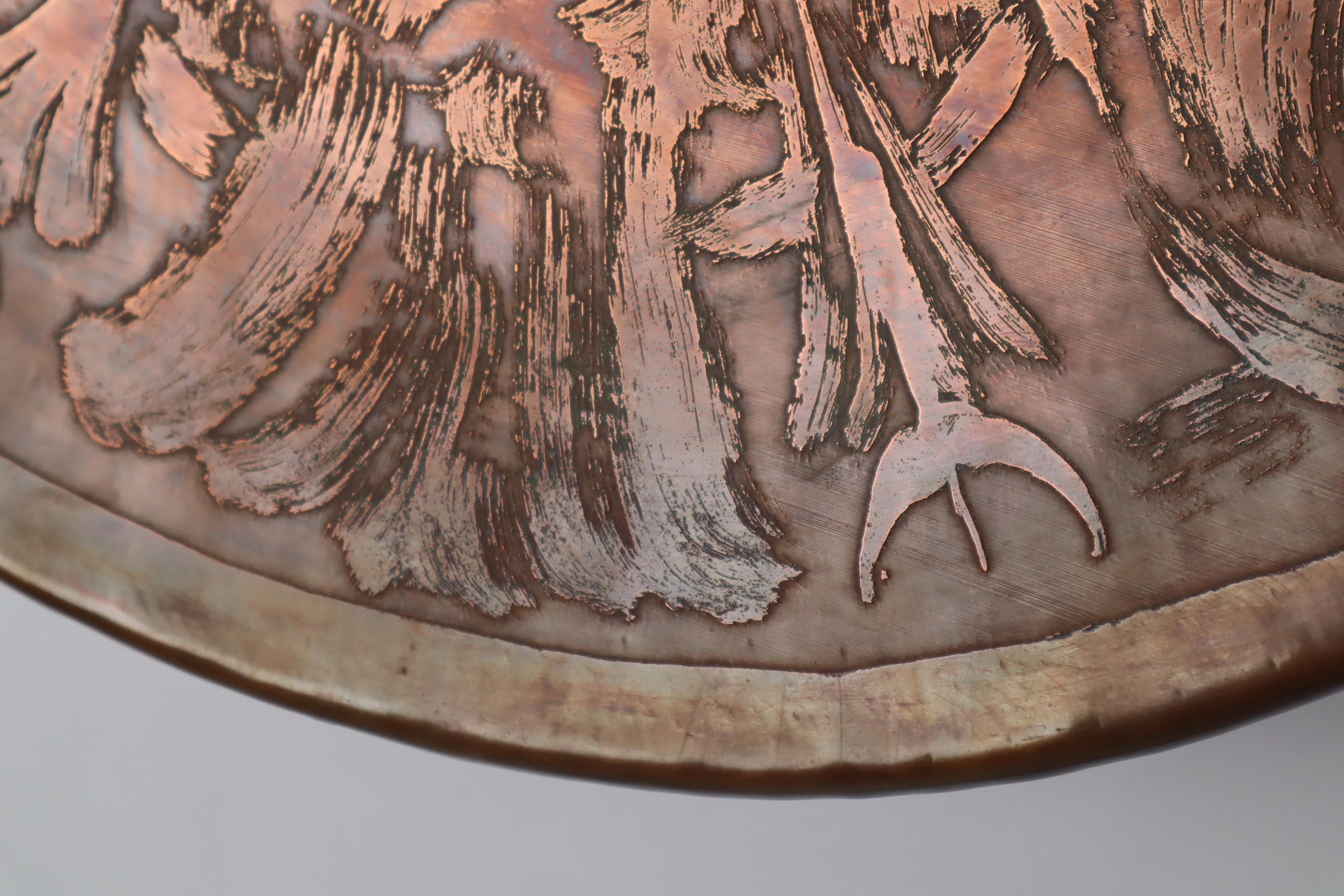 Scandinavien Copper Aurora Wall Lights with Owls motive, Denmark 1950s For Sale 3