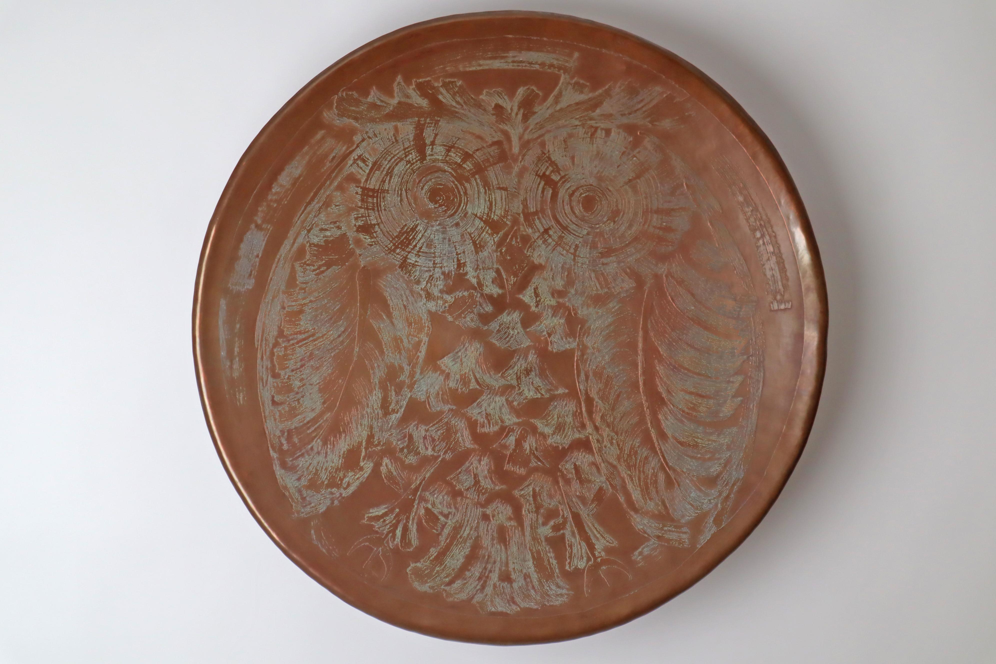 Scandinavien Copper Aurora Wall Lights with Owls motive, Denmark 1950s For Sale 4