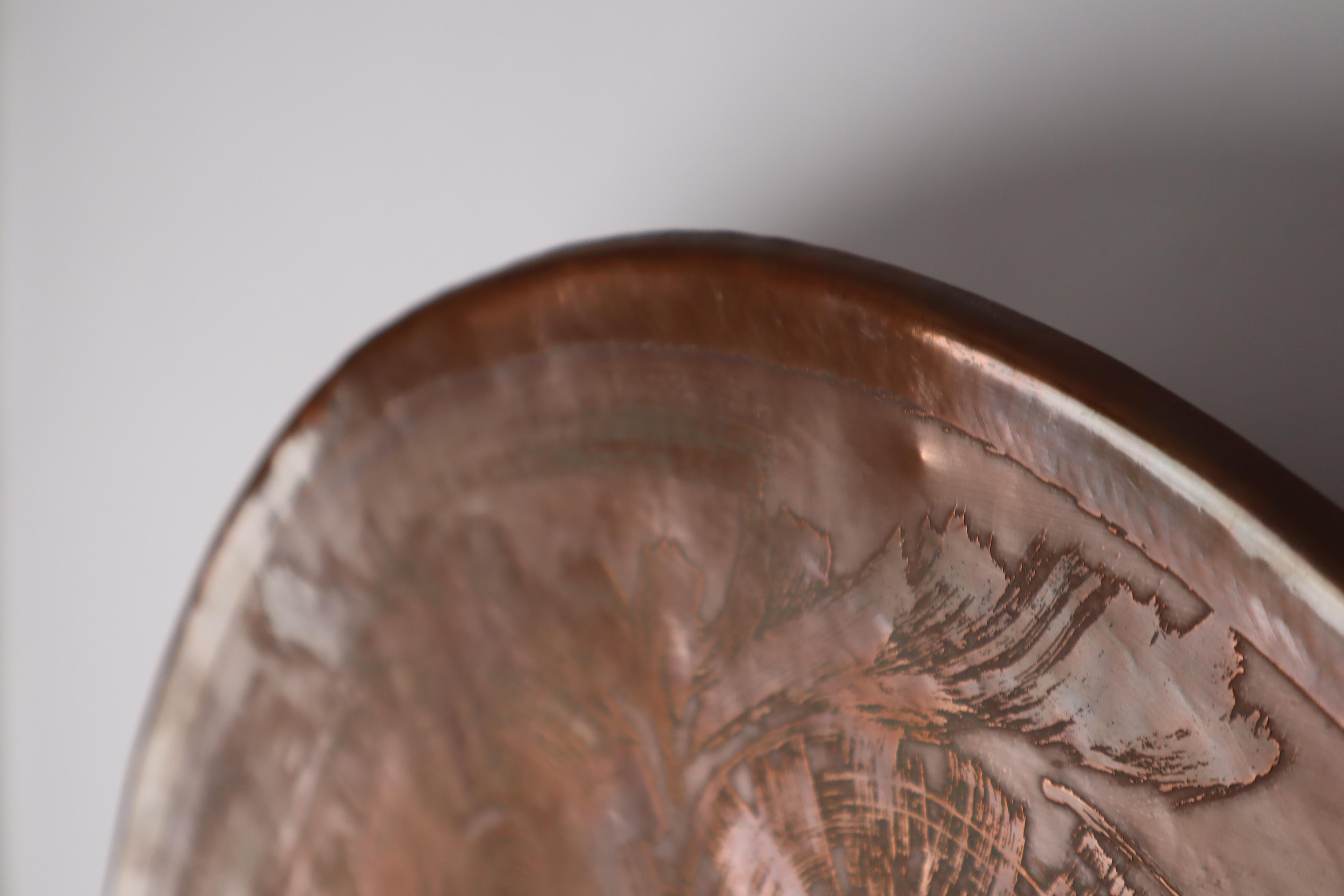 Scandinavien Copper Aurora Wall Lights with Owls motive, Denmark 1950s For Sale 1