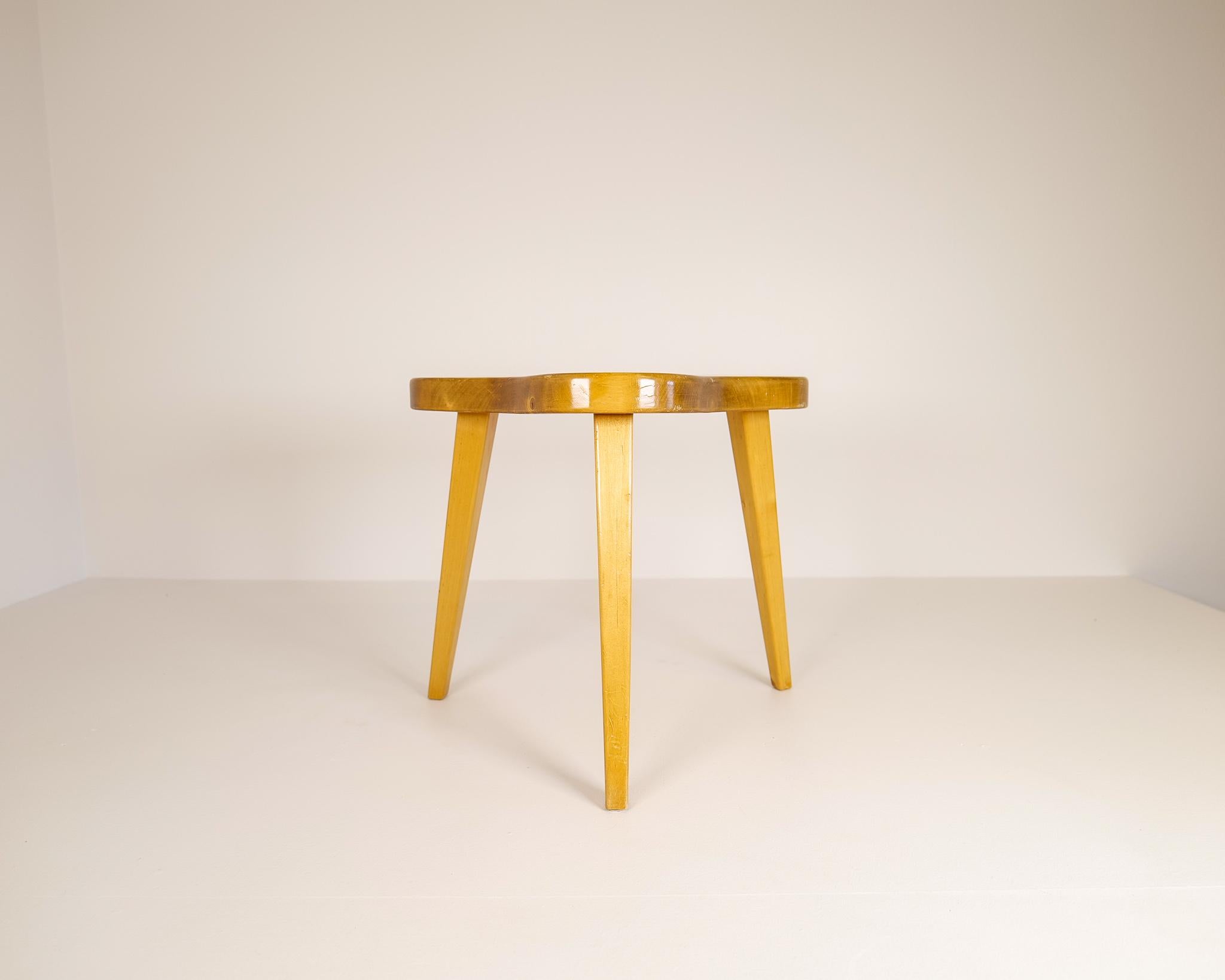 Late 20th Century Scandinavien Modern Swedish Stool in Lacquered Birch, 1970s For Sale