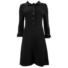 Scanlan & Theodore Black Leather Trimmed Dress Size M