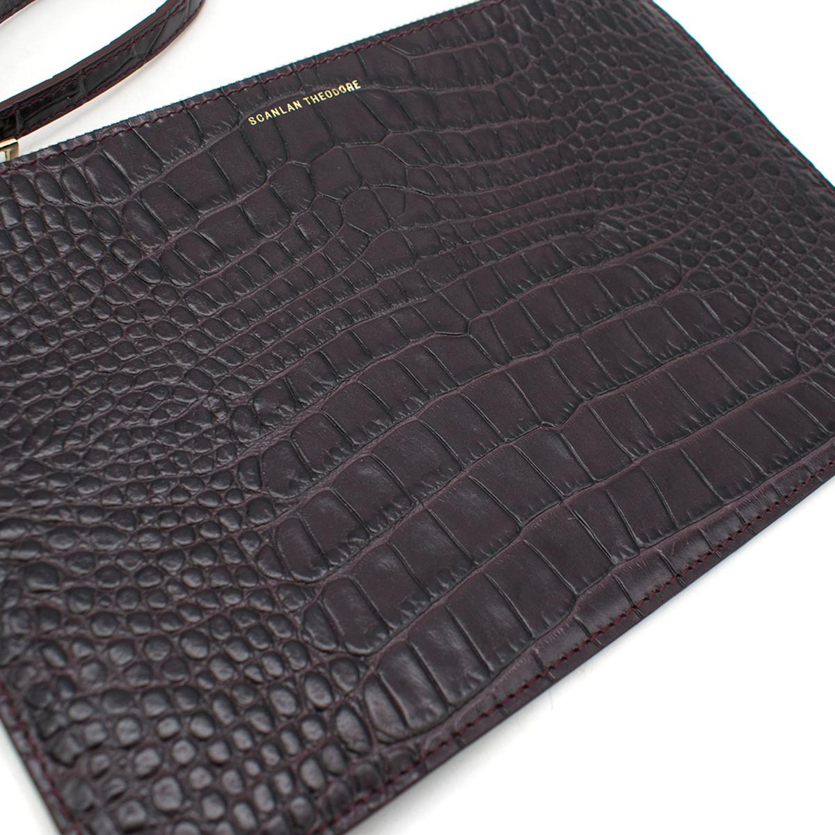 Scanlan Theodore Purple Croc Embossed Envelope Bag In Excellent Condition For Sale In London, GB