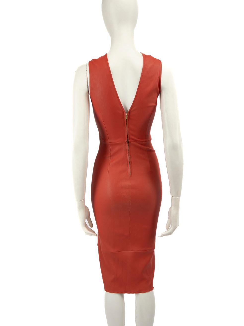 Orange Scanlan & Theodore Red Leather Sleeveless Dress Size XS