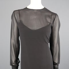 SCANLAN&THEODORE Size 12 Black Chiffon Shirt Dress
