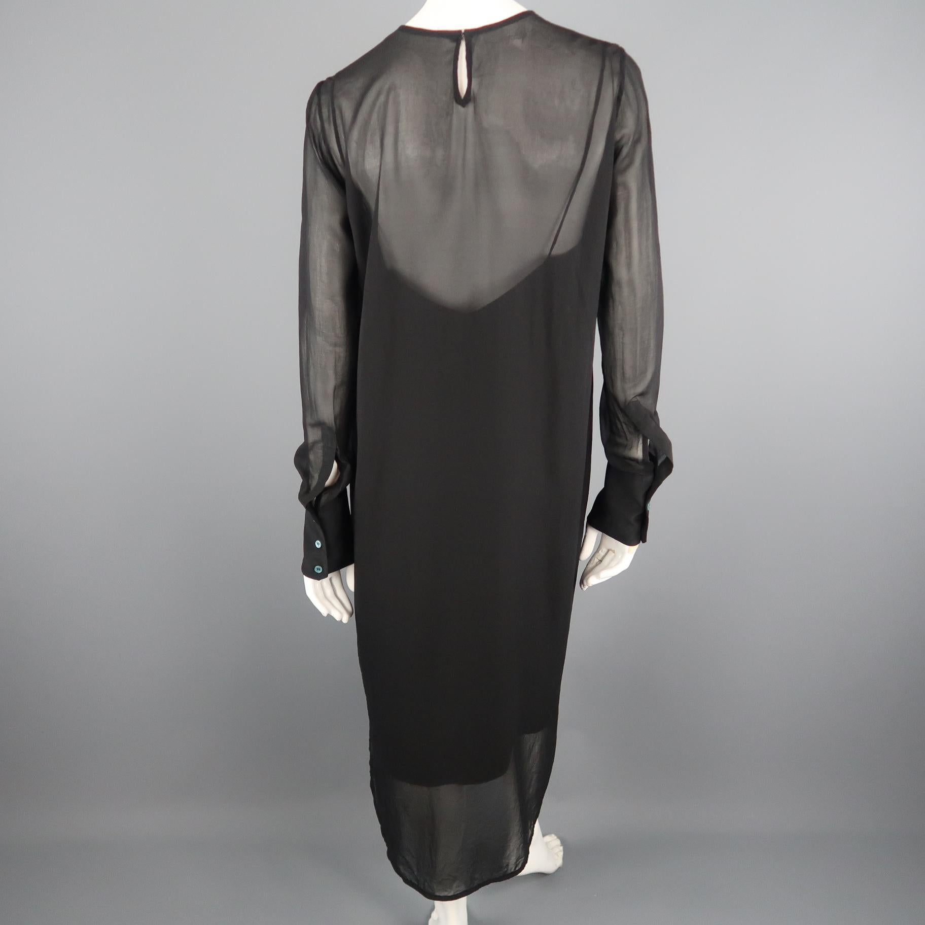 SCANLAN&THEODORE Size 12 Black Chiffon Shirt Dress 2