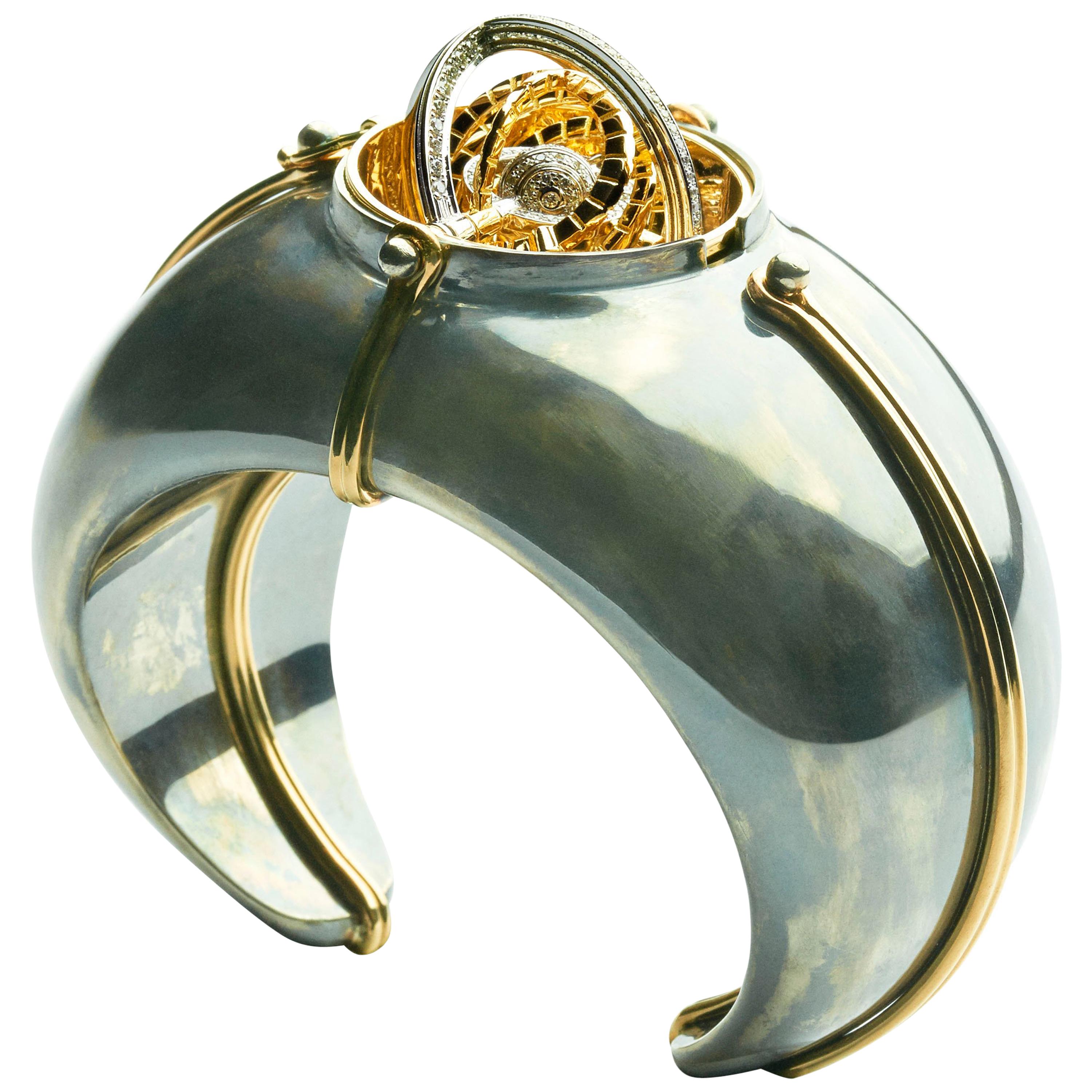 Scaphandre Bangle Diamonds by Elie Top For Sale