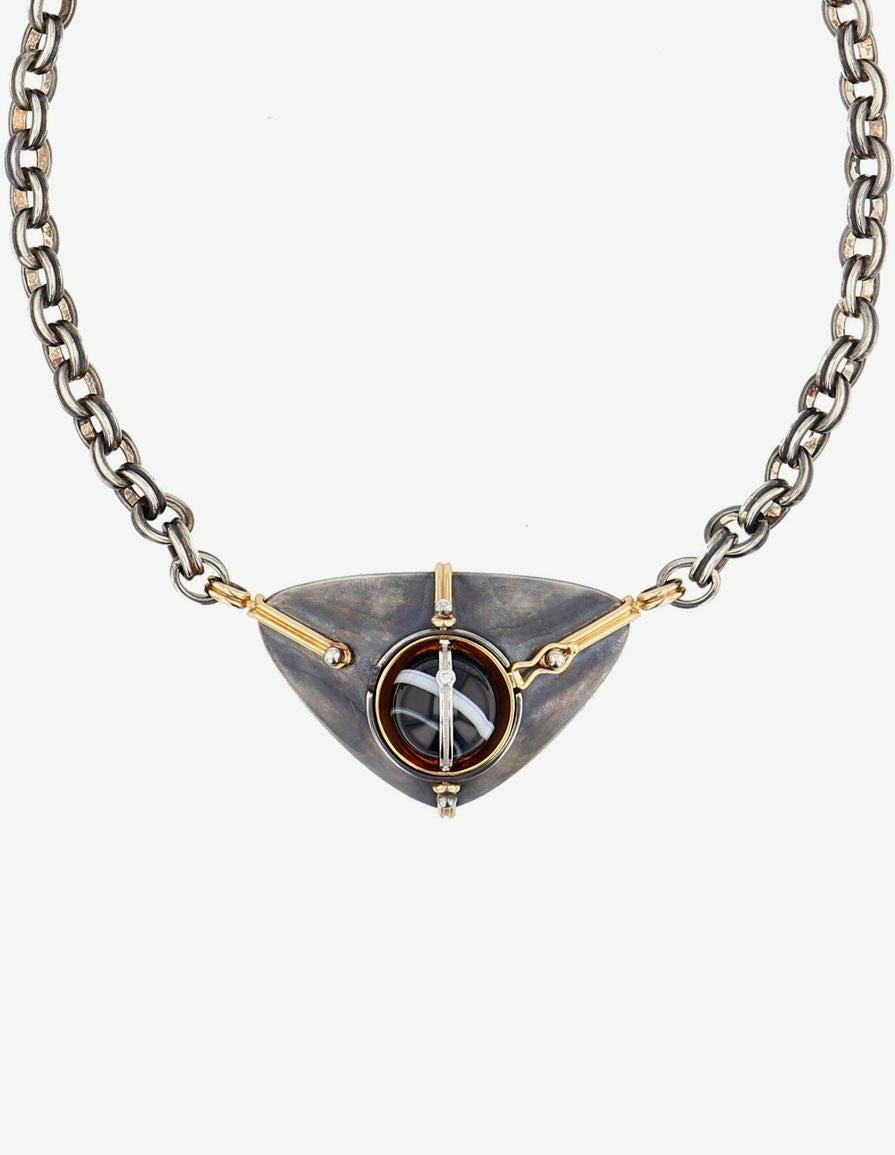Cushion Cut Scaphandre Necklace Onyx by Elie Top