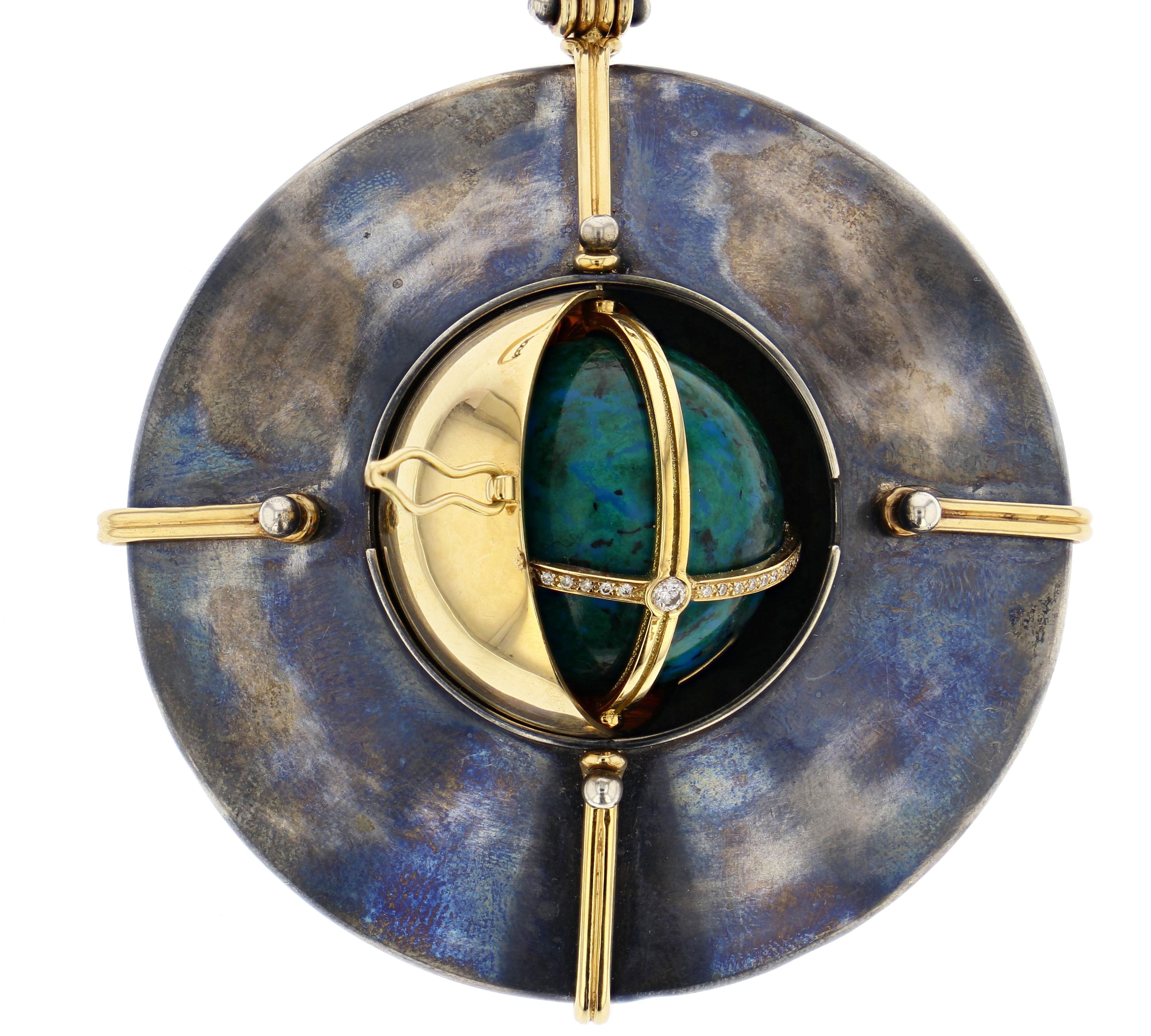 Neoclassical Scaphandre Pendant Chrysocolla by Elie Top