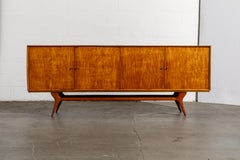 Scapinelli Styled Exotic Wood Mid-Century Modern Credenza with Sculptural Base