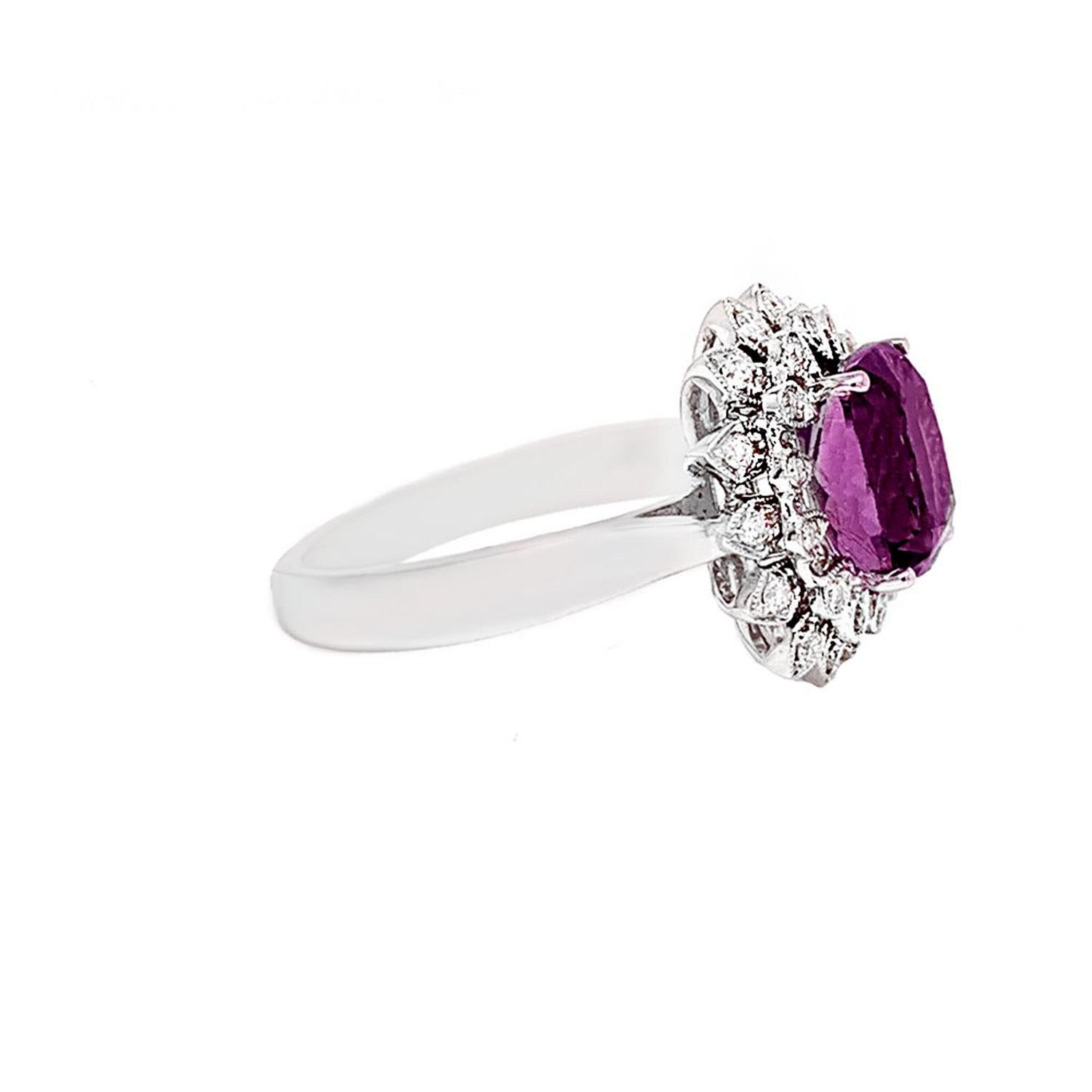 Scapolite Ring With Diamonds 2.72 Carats 14K White Gold In Excellent Condition For Sale In Aliso Viejo, CA